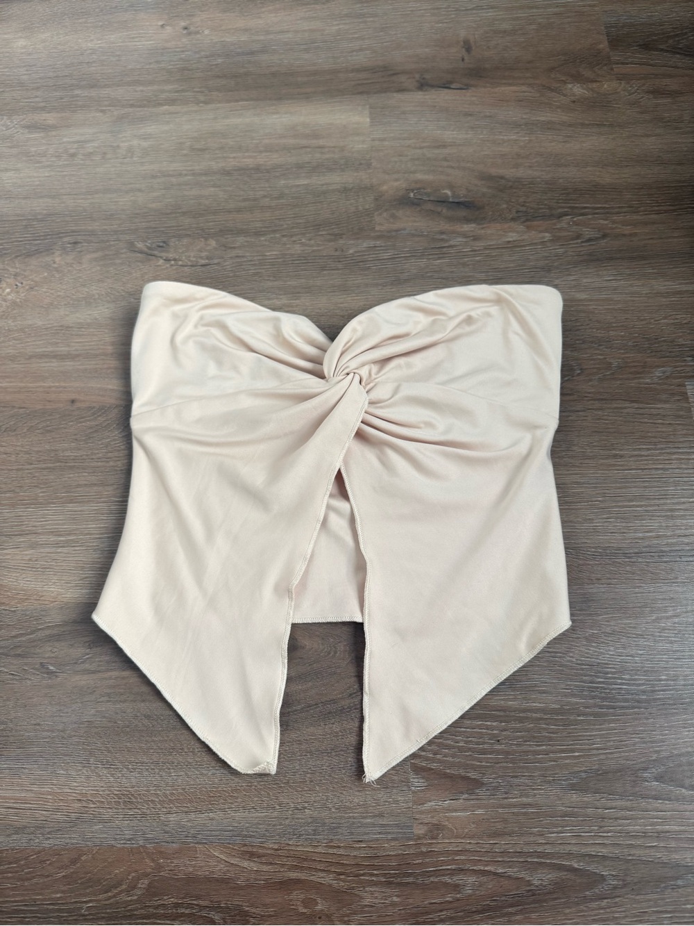 Strapless Twist-Front Women’s Top in Light Beige